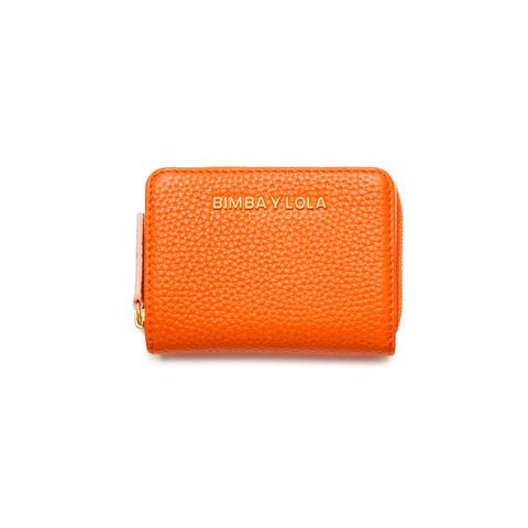 Cartera Solapa Piel Naranja