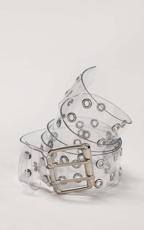 Clear Pu Silver Multi Studded Waist Belt