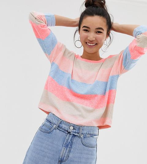 New Look Top With Neon Stripes In Multi - Red