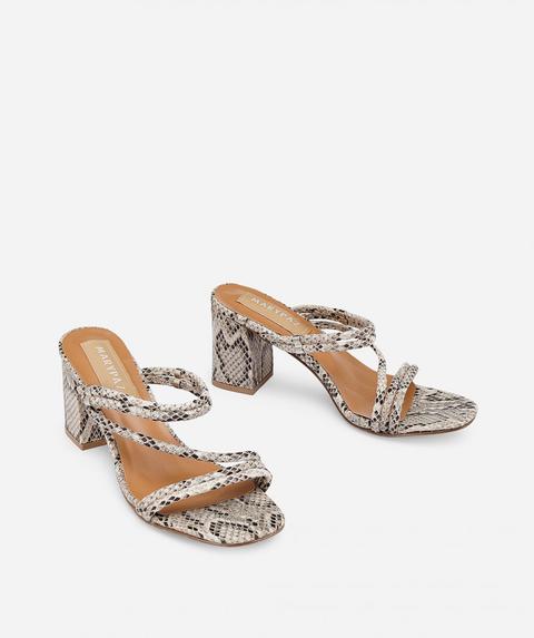Sandalia Tiras Serpiente Beige