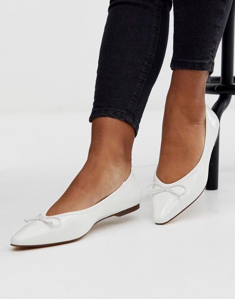 Asos Design - Locked - Ballerine Bianche A Punta - Bianco