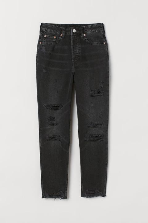 H & M - Slim Mom Jeans Trashed - Nero