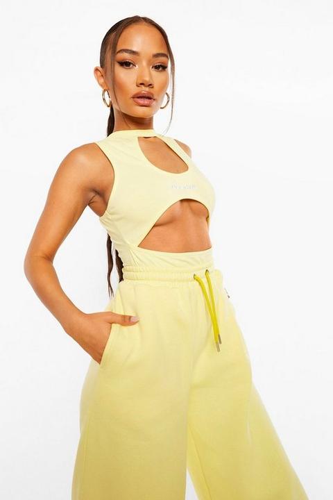 Womens Official Sleeveless Cut Out Bodysuit - Yellow - 12, Yellow