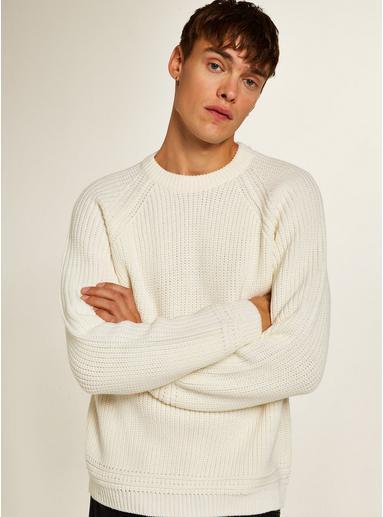 Mens Cream Off White Stitch Jumper, Cream