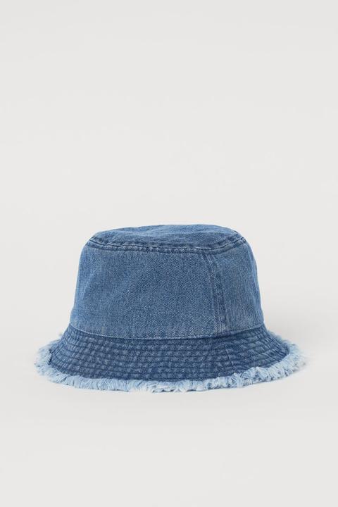 Frayed-trim Bucket Hat - Blue