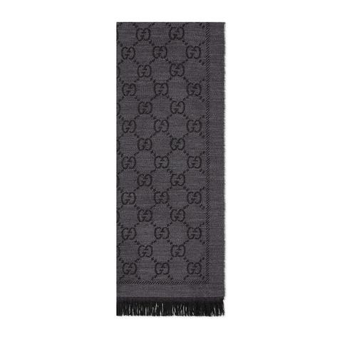 Gg Jacquard Pattern Knitted Scarf