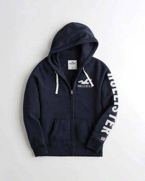 Sudadera Con Capucha Y Cremallera Y Aplicación Del Logo