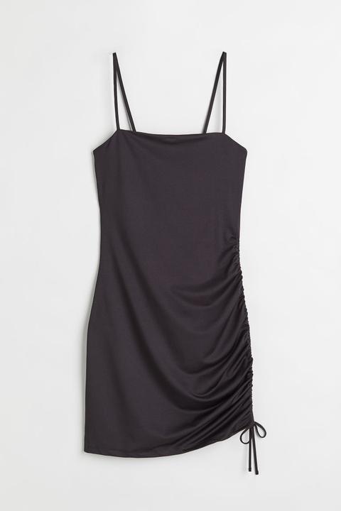 Vestido Lencero Drapeado - Negro