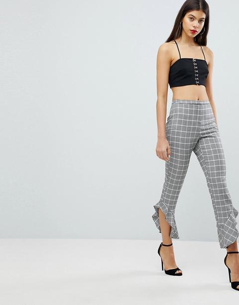 Asos Sartoriale - Morbidi Pantaloni Slim A Zampa Con Motivo A Quadri - Multicolore