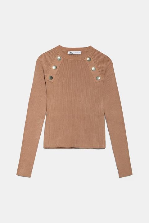 Pull Côtelé À Boutons