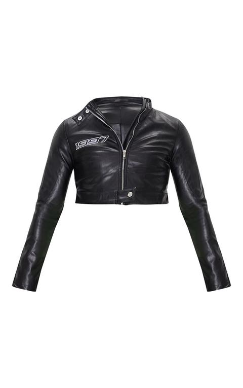 Black Pu Crop Jacket