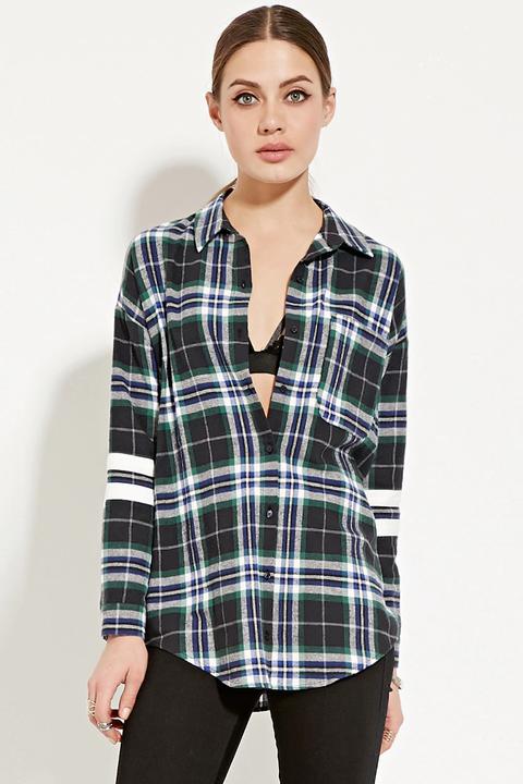 Varsity-striped Flannel Shirt