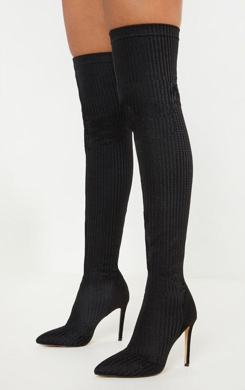 Black Thigh High Sock Boot