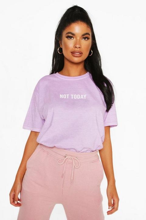 Petite - T-shirt Délavé À Slogan « Not Today » - Lilas - S, Lilas