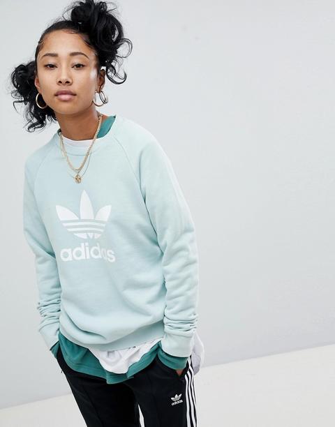 Sudadera Extragreande En Menta Con Trébol Adicolor De Adidas Originals