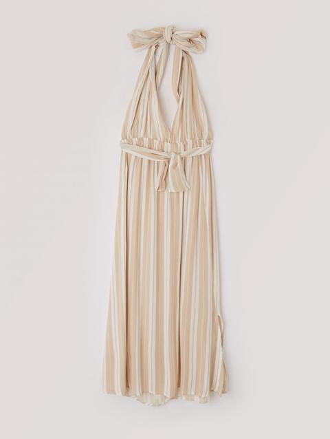 Abito Con Incrocio Sulla Schiena Var Beige