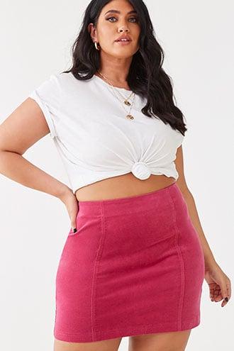 Forever 21 Plus Size Corduroy Mini Skirt , Magenta