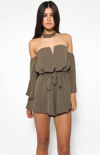 Kathleen Playsuit - Khaki