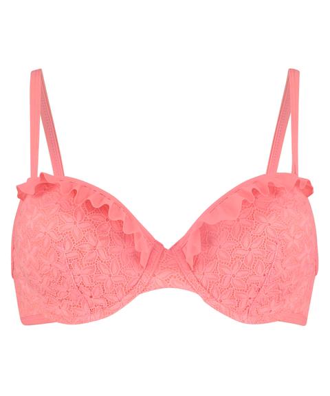 Hunkemöller Top De Bikini Preformado Textured Ruffle Naranja