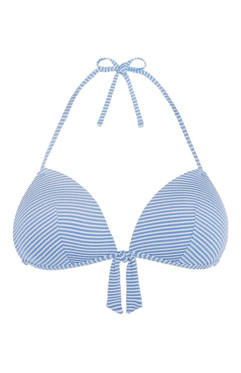 Top De Bikini Escotado A Rayas
