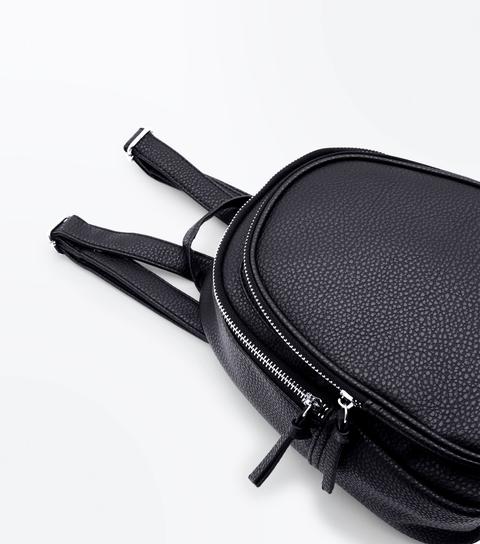 Black Double Zip Around Mini Backpack New Look