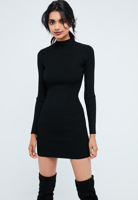 long sleeve sweater dress black