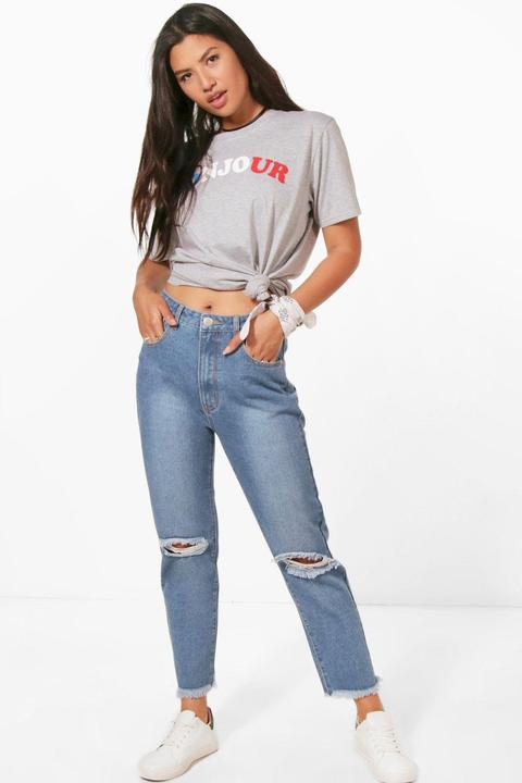 Sophie Mom Jeans Con Tasche E Strappi