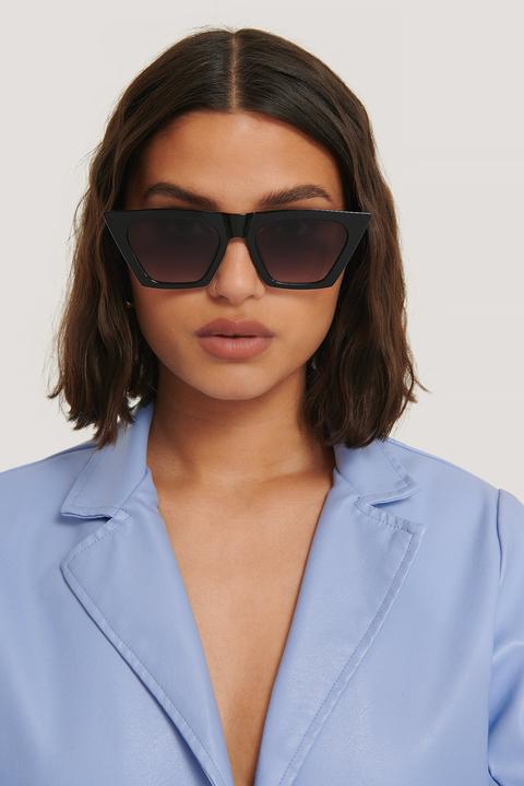 Na-kd Accessories Sharp Square Cateye Sunglasses - Black