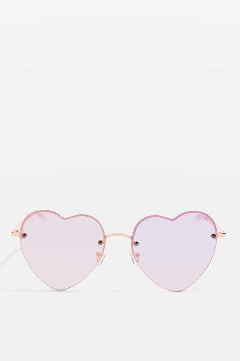 Womens Heart Frame Sunglasses - Pink, Pink