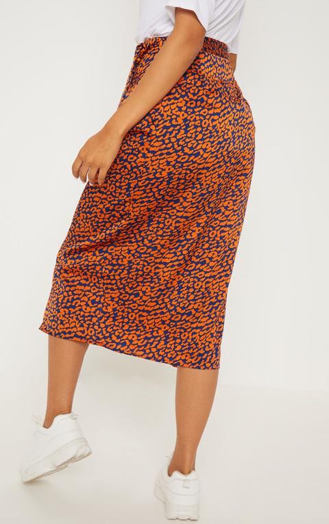 orange and blue leopard print skirt