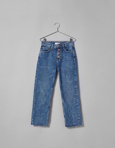 Jeans Straight Cropped Mid Rise