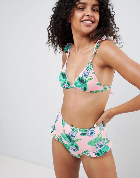 Monki - Mix & Match - Slip Bikini A Vita Alta A Fiori - Multicolore