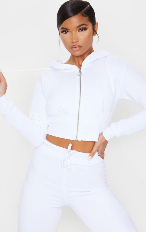 White Zip Up Bustier Hoodie