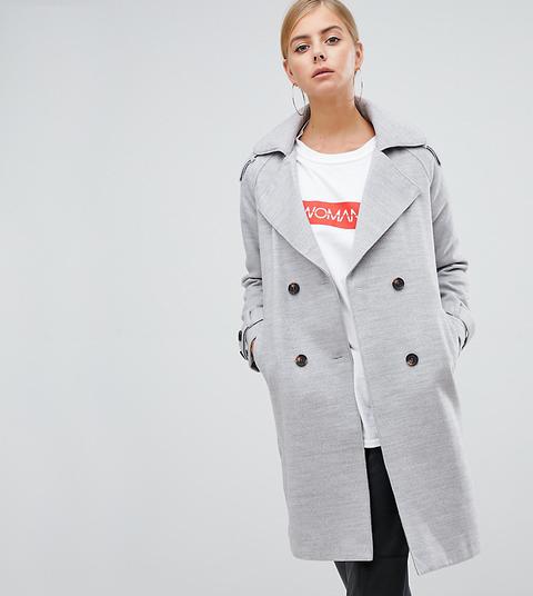 Boohoo - Trench Oversize Effetto Lana Grigio - Grigio