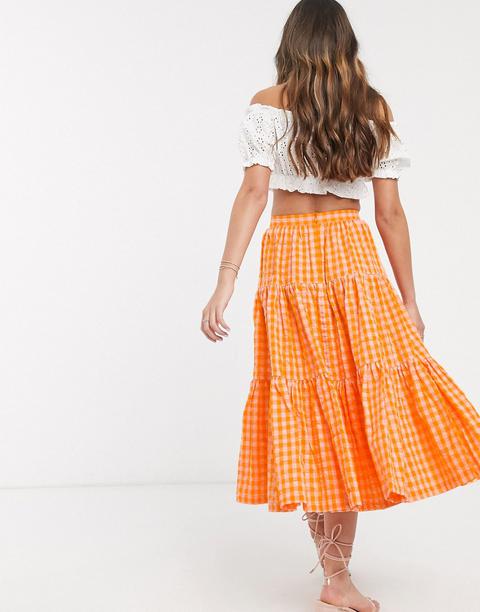 orange gingham skirt