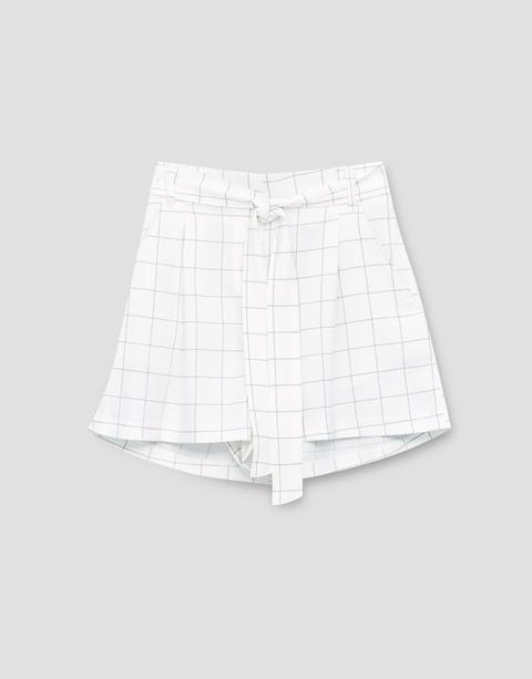 Checked Tailored Shorts With Bow Belt