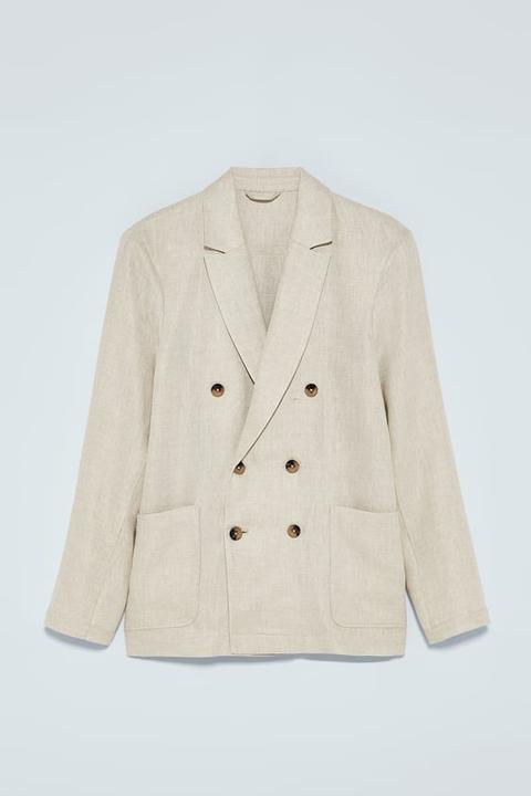 Blazer Croisé En Lin