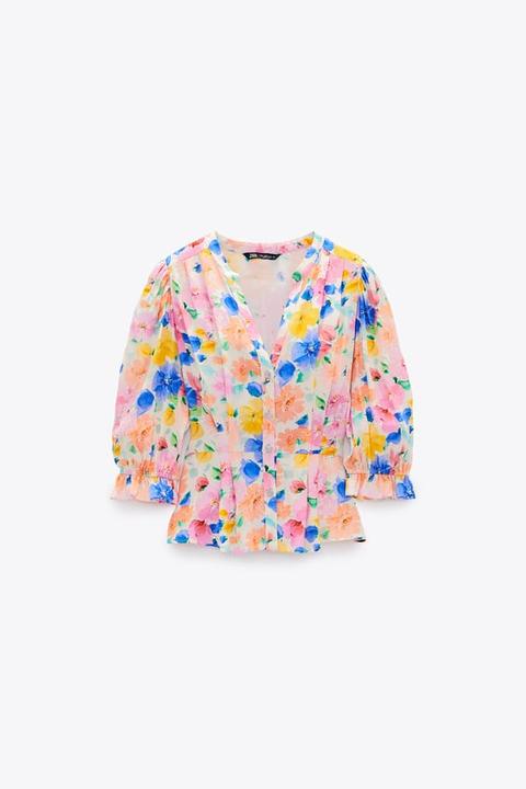 Printed Blouse With Jewel Button