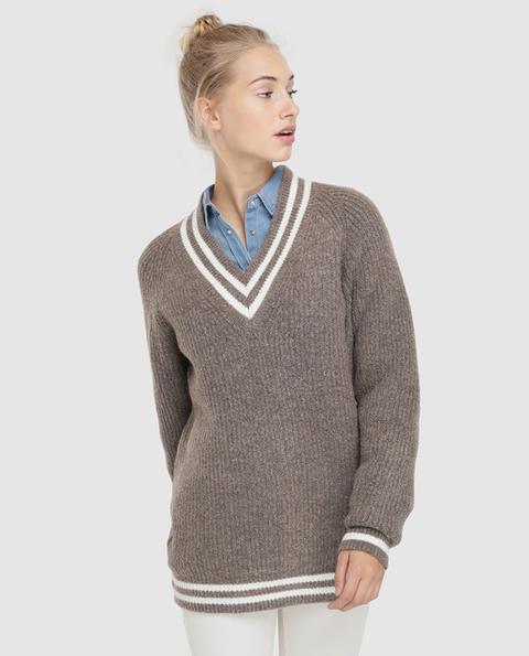 Easy Wear - Jersey De Mujer Cuello Pico Manga Larga