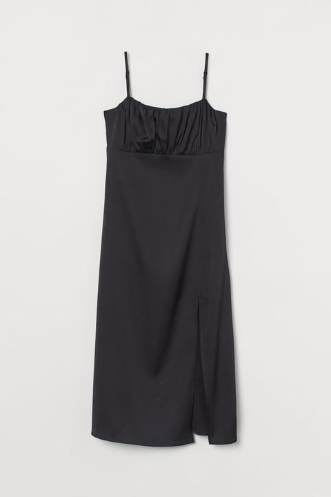 Vestido Con Abertura - Negro