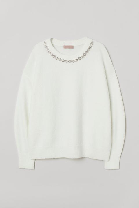 H & M+ Jersey De Punto Fino - Blanco