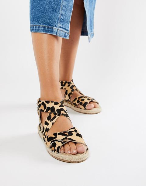 Asos Design - Jose - Sandali Stile Espadrilles In Pelle - Multicolore