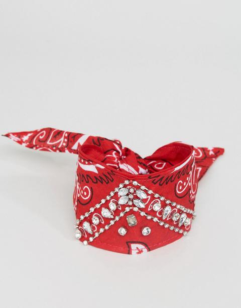 Asos - Collarino E Bracciale Multifunzione Stile Bandana Con Decorazioni - Rosso