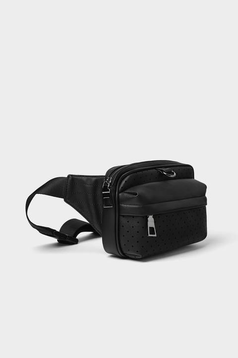 Black Micro-perforated Belt Bag