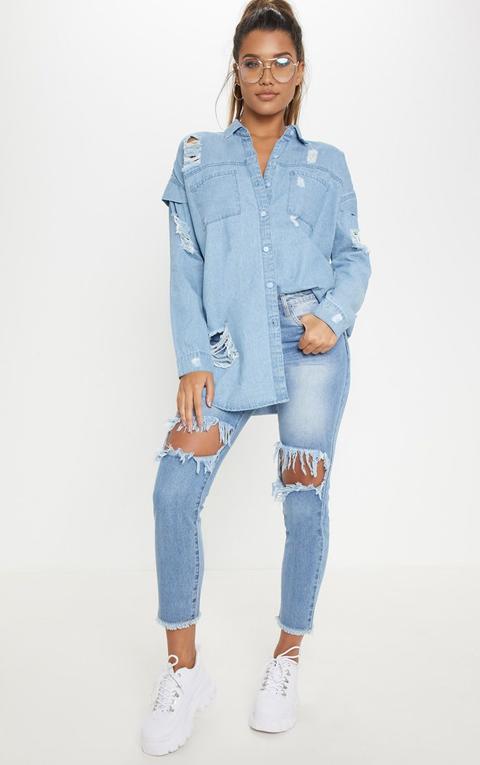 Light Wash Oversized Denim Shirt