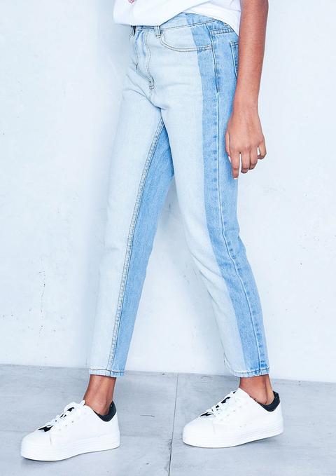 Alex Denim Contrast Panel Mom Jeans