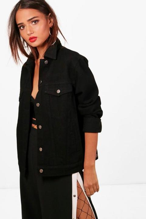 Velma Oversized Black Denim Jacket