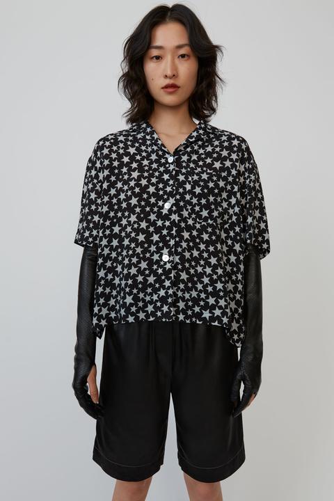 Star-print Bowling Shirt Black/grey 