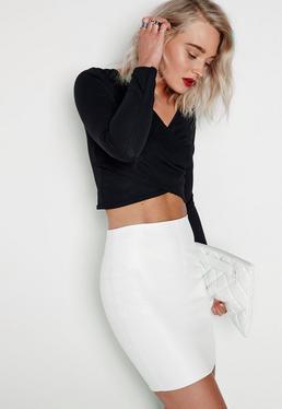 Mini-jupe Blanche En Similicuir