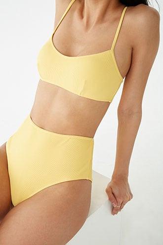 Forever 21 High-waist Ribbed Bikini Bottoms Yellow